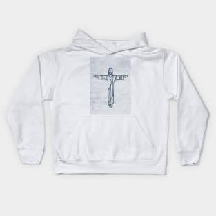 Jesus Christ with open arms illustration Kids Hoodie